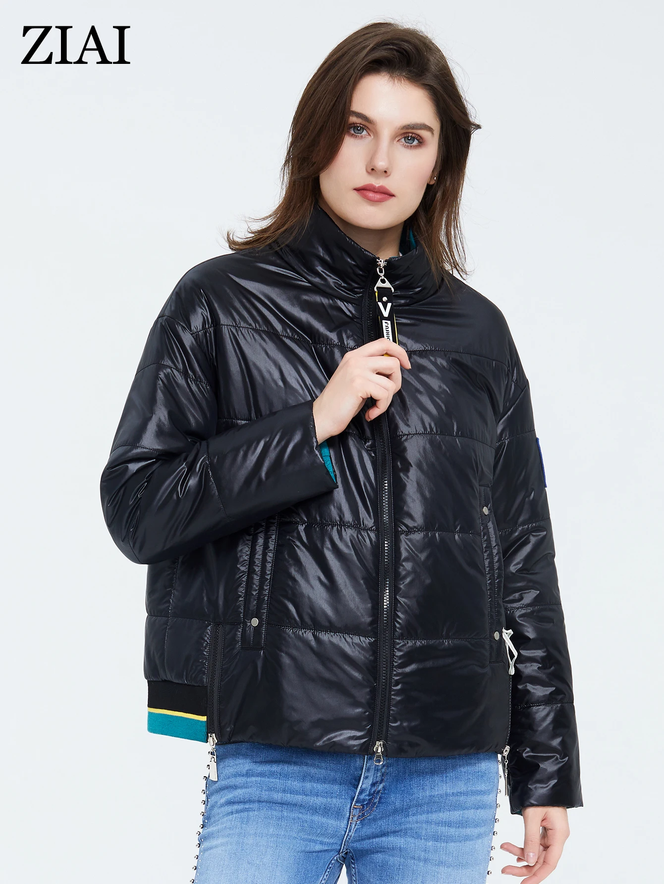 ZIAI 2021women coat short jacket black fashion female parka warm Windproof with long sleeve ladies for outwear ZM-3073