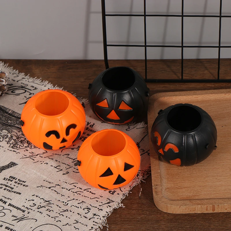 Halloween Party Props Plastic Pumpkin Bucket Trick Cosplay Decor Pouch Halloween Lantern Party Decorating Tools