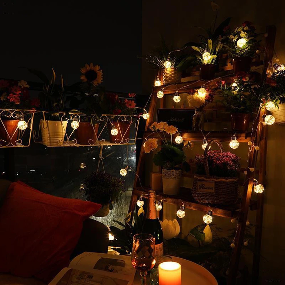 Solar Garden Lights Outdoor, 10/ 20 Bulbs Copper Wire Bulbs String Lights Solar Hanging Lights Clear Round Ball LED Solar Lights