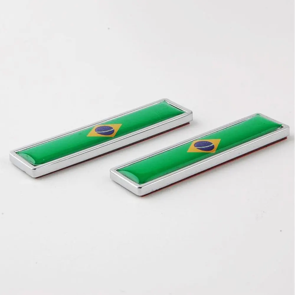 1 Pair 3D Car Metal Sticker Aluminum Brazil National Flag Car Body Trunk Logo Auto Motorcycle Personality Decoration Sticker Car