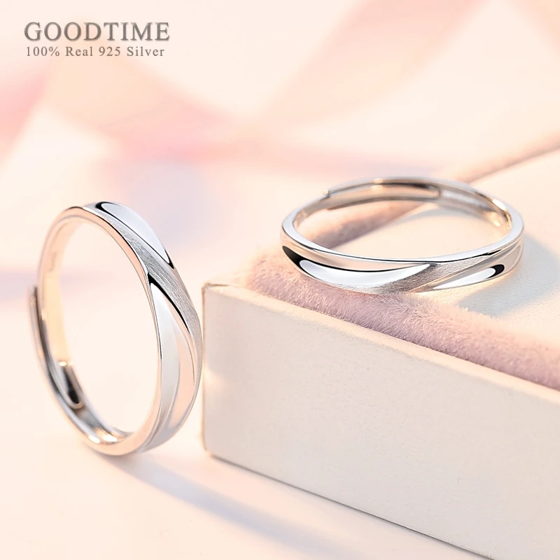 Fashion Wedding Couple Rings 100% Real 925 Sterling Silver  Wedding Brushed Frosted Band Jewelry Lover Anniversary Gift