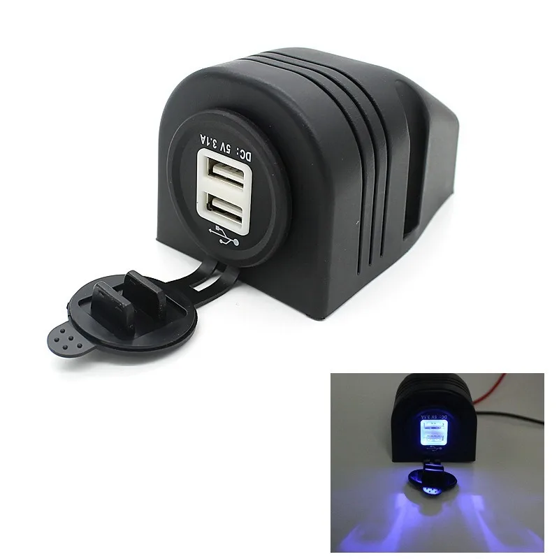 

12-24V Universally Waterproof Dual USB Charger Tent Cigarette Lighter Sockets Power Plug Outlet For Motorcycles boat car