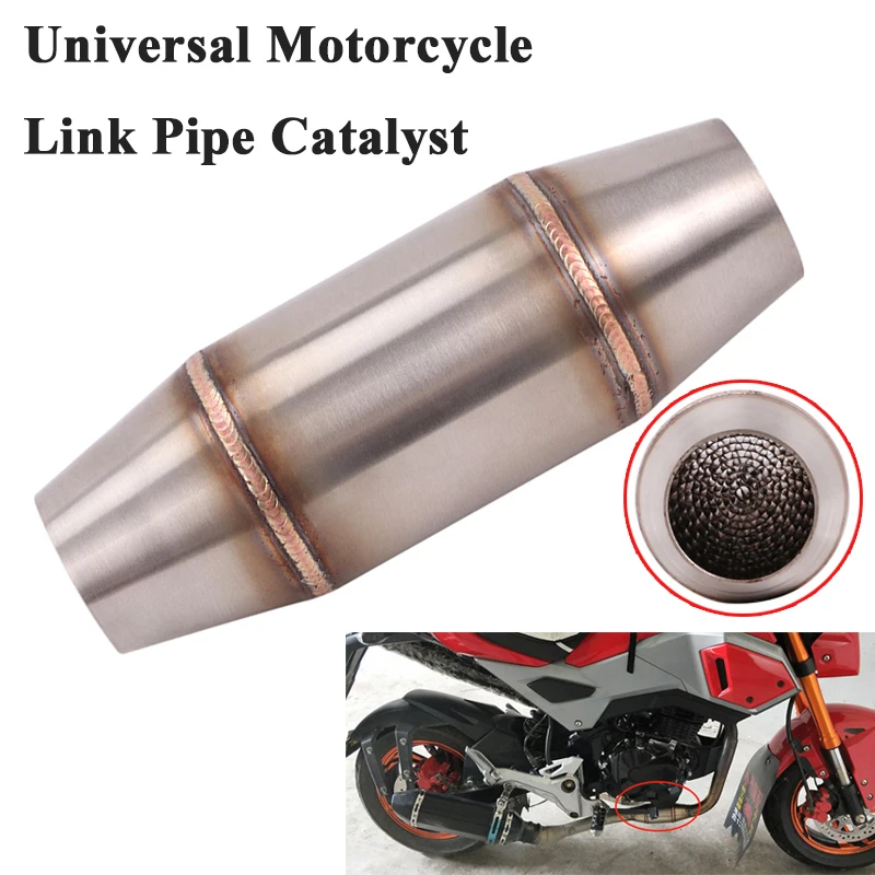 Motorcycle Exhaust Escpae Middle Pipe Muffler Expansion Chamber DB Killer With Catalyst Fit Most Motorbike For Dirt Bike