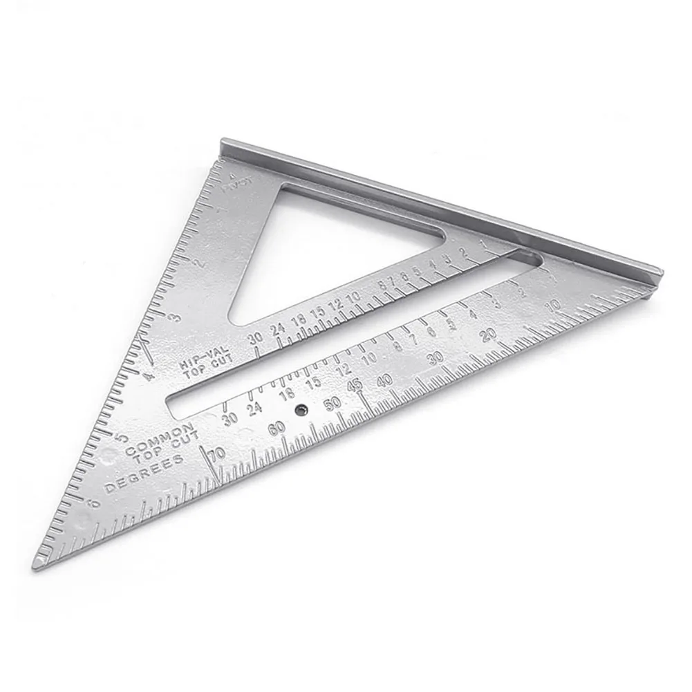 7inch Aluminum Alloy Triangle Angle Protractor Measuring Ruler Woodworking Tool Line Scriber Saw Guide 2 in 1 Ruler