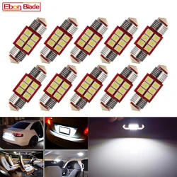 10Pcs 28mm 31mm C5W Car LED Light 3030 6SMD Interior Festoon Dome Map Reading Bulb Auto Door Trunk License Plate Lamp White 12V