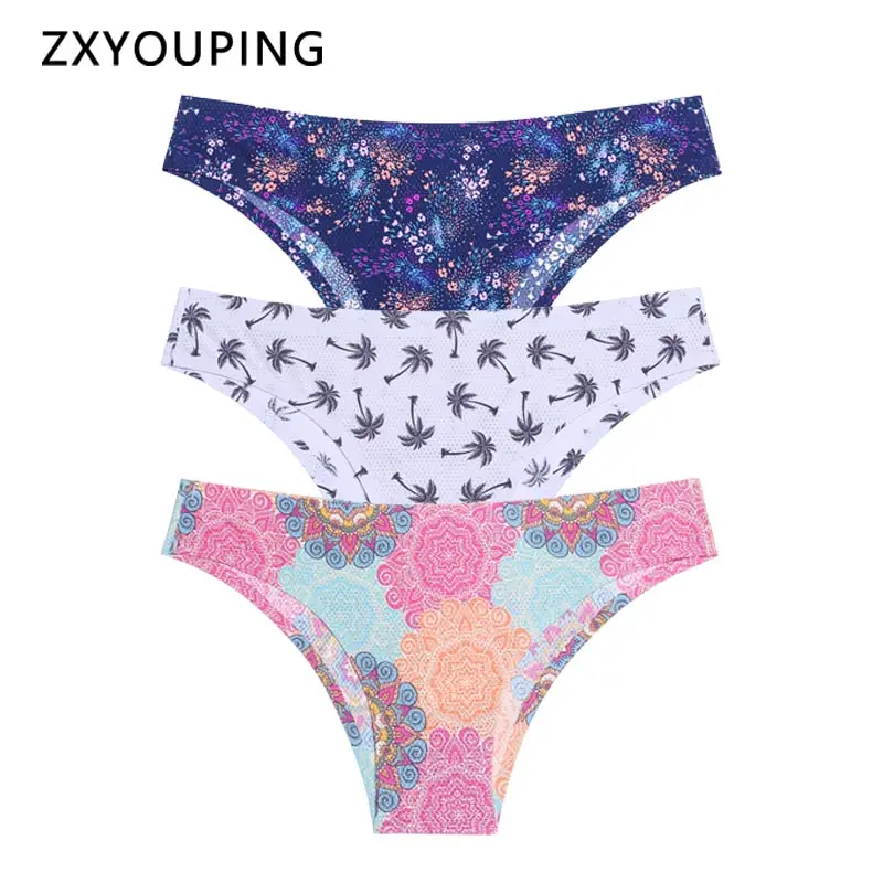 

3Pcs/Lot New Print Briefs Seamless Women Panties Sexy Low Rise Underwear Female Ultra Thin with Breathable Holes Panty Lingerie