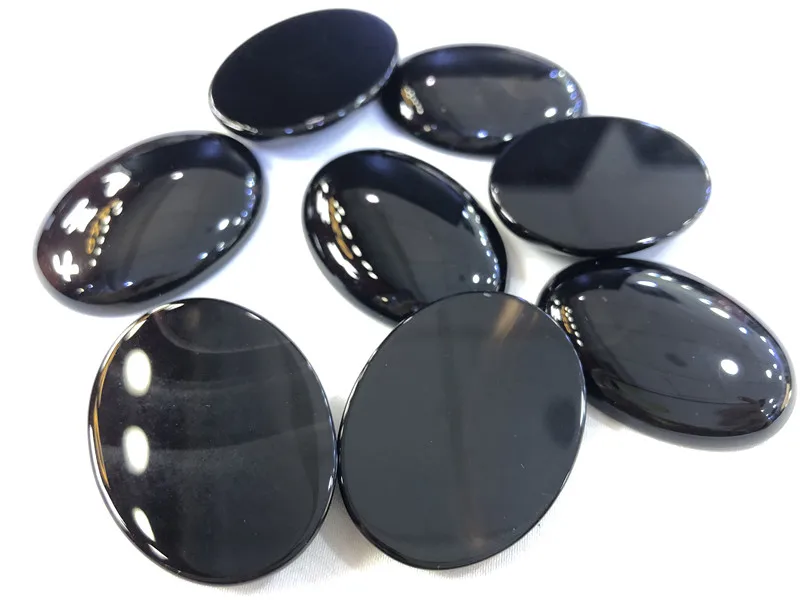 Wholesale 6x8/13x18/18x25/22x30/30x40mm Natural black onyx Cabochon Oval gemstones ring face For Diy Jewelry Making