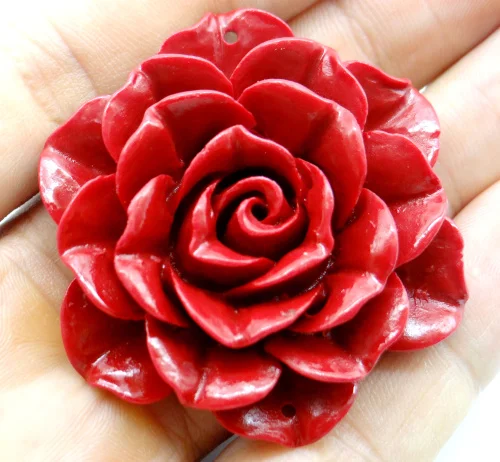 Chinese Organic Cinnabar natural Quartz crystal carve of flower charm Pendant for diy Jewelry making Necklace Accessories  A10