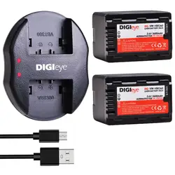 VW-VBK360 VBK360 Batteries + Dual USB Charger for Panasonic HC-V10 HC-V100 HC-V100M HC-V500 HC-V700 HC-V700M HDC-HS60