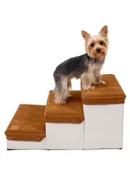 Dog Stairs Foldable Storage Pet Stairs Comfortable Non-slip Puppy Climbing Ladder Three Steps Pet Dog Stairs On Bed & Sofa