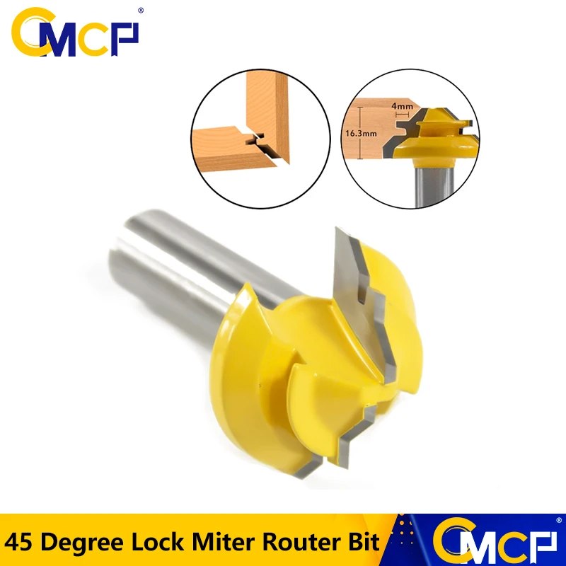 

CMCP 45 Degree Lock Miter Router Bit 1pc 12.7mm Shank Woodworking Tenon Cutter Tungsten Cobalt Alloy Wood Milling Cutter