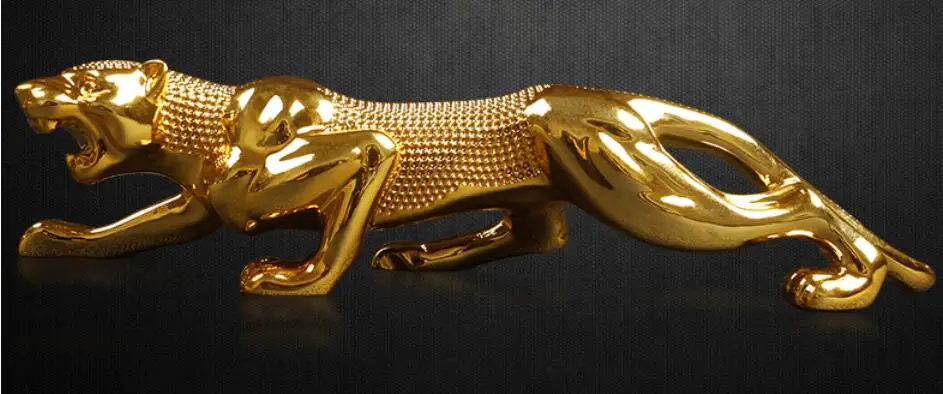 High-grade male Gold leopard car creative golden silver animal  Crafts decoration Fine Leopard head model porch household crafts