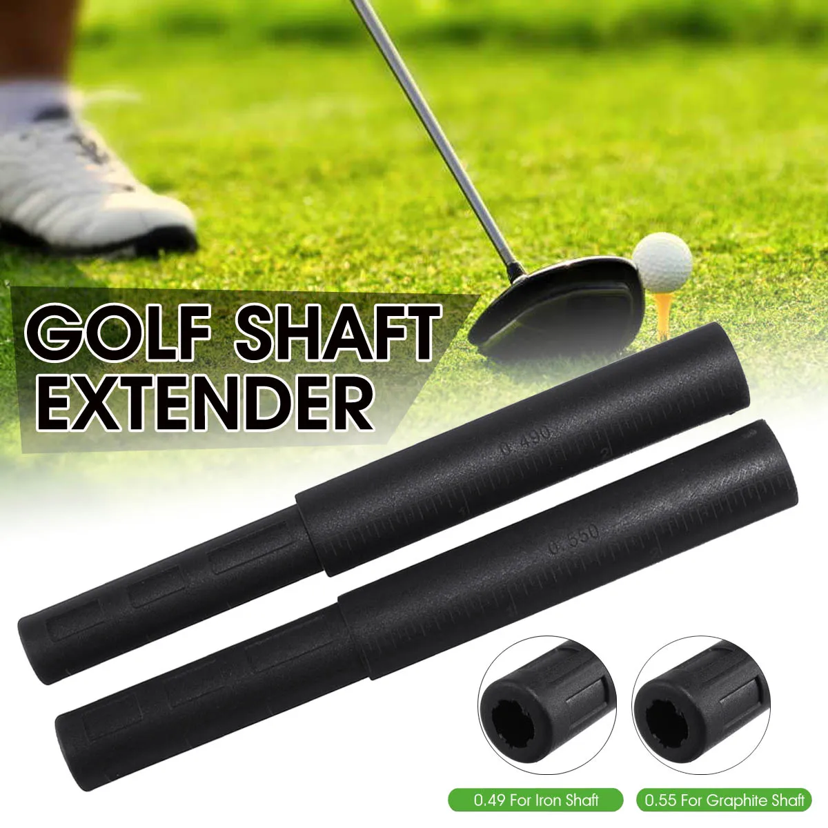 Carbon Fiber Extension Rods Kit para Golf Club, Butt Extender Stick, Ferro e Grafite Eixo Putter, Acessórios de golfe, Preto, 1 Pc