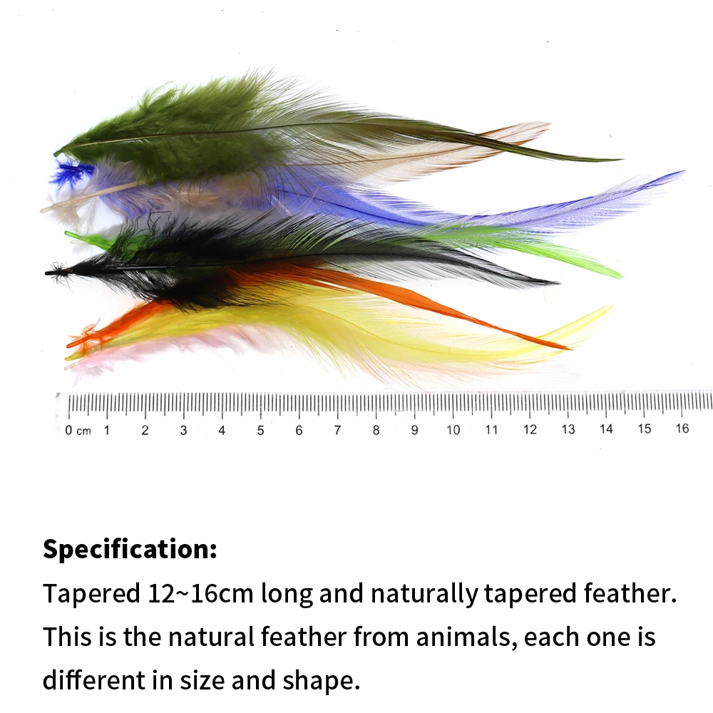 50 Stück Fliegenbindematerial: Natürliche Hühner-/Hahnsattelfedern für Streamer & Woolly Bugger Fliegen – Detail 2