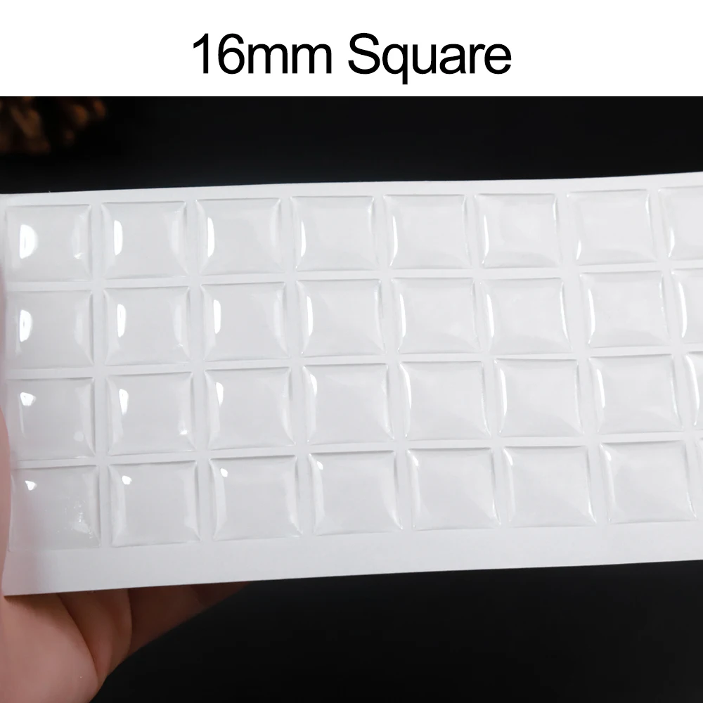 16mm Square Clear Domed Epoxy Seal 3D Crystal Clear Epoxy Adhesive Circles Sticker  DIY Jewelry Craft Making Decorations