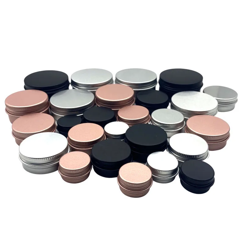 10Pcs Cosmetics Container Aluminum Candle Jar Empty Tin Metal Silver with Lid Lip Balm Pot Screw Cream Box 5/10/15/20/30/50/60ml