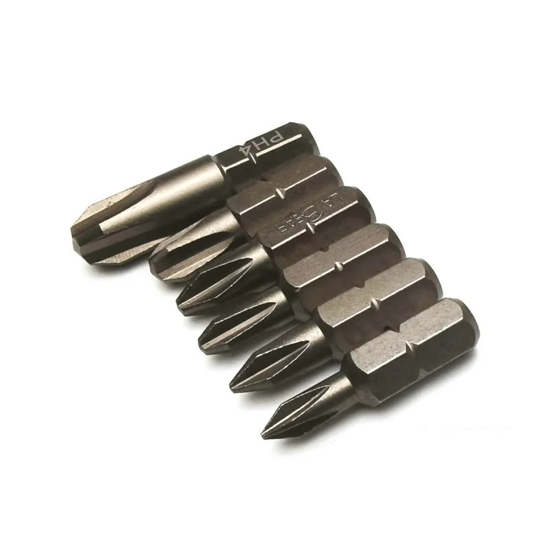 6pcs/Lot Mini Short CR-V Magnetic PH Phillips Bits 1/4\' 6.35mm Hex Shanked Cross Screwdriver Bit PH0 PH1 PH2 PH3 PH4 25mm/32mm