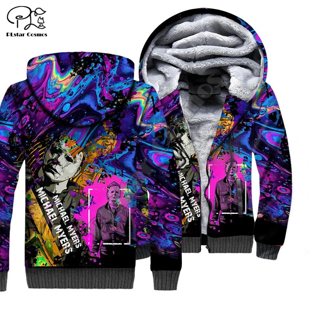 Plstar Cosmos Halloween Film Michael Myers Horror Terror Mannen/Vrouwen 3Dprint Herfst Winter Warme Jas Fleece Jas Zip hoodies A3