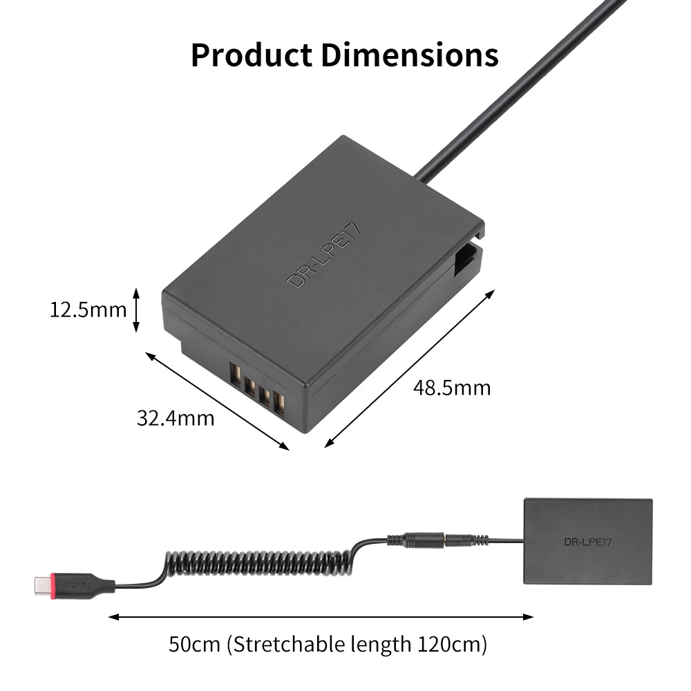 KingMa rodzaj USB C LP-E17 imitacja baterii zasilacz DC ลฤ
cznik do aparatu Canon EOS M3 M5 M6 760D 750D 800D 850D 77D 200D kamery