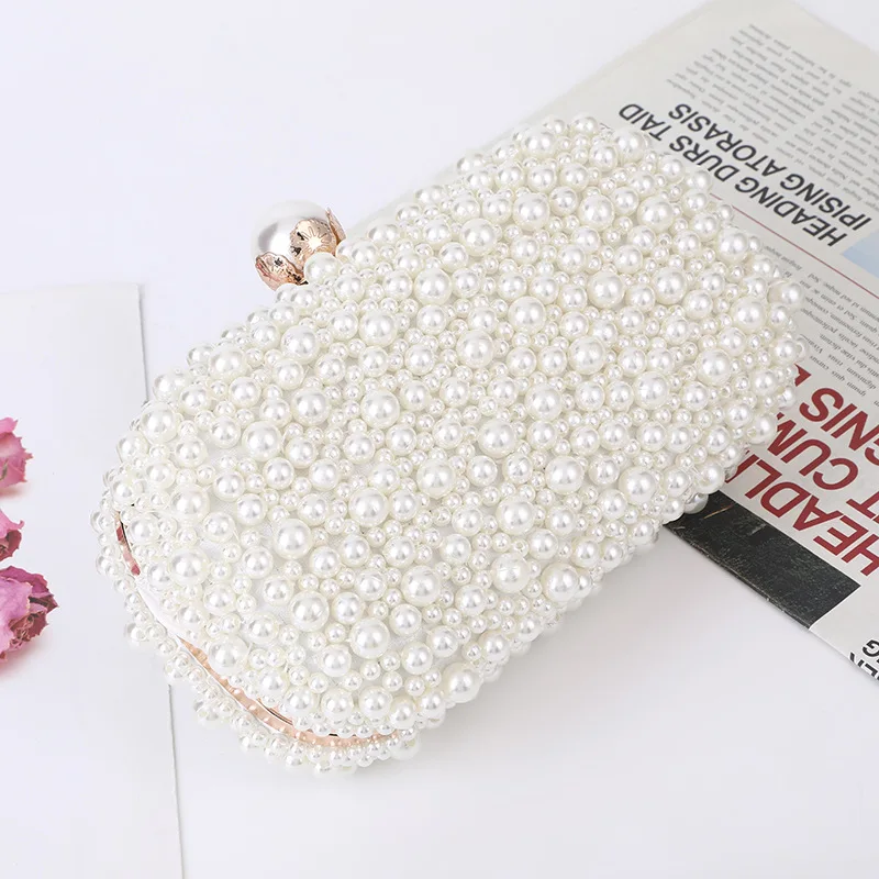 White Pearl Wedding Clutch Bag Party Purse and Handbag Women\'s Evening Bag Luxury Design Chain Shoulder Bag ZD1833