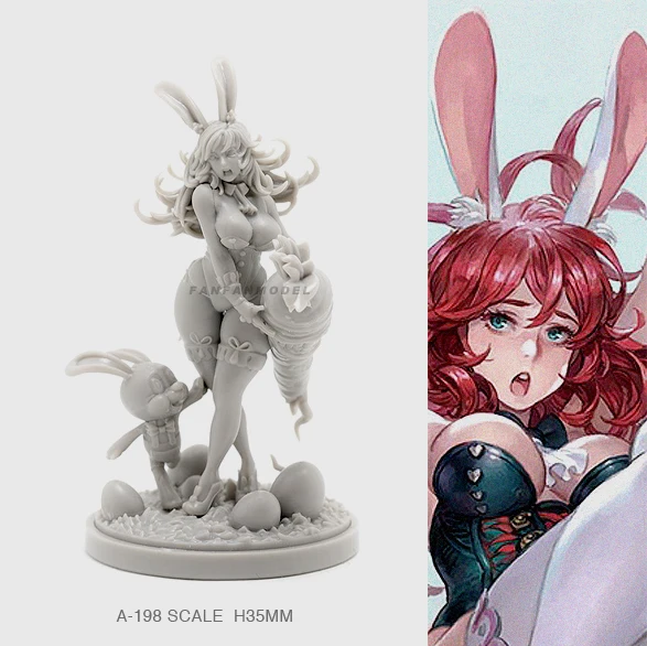 35MM Resin Figure Kits Bunny Beauty Model Self-assembled A-198