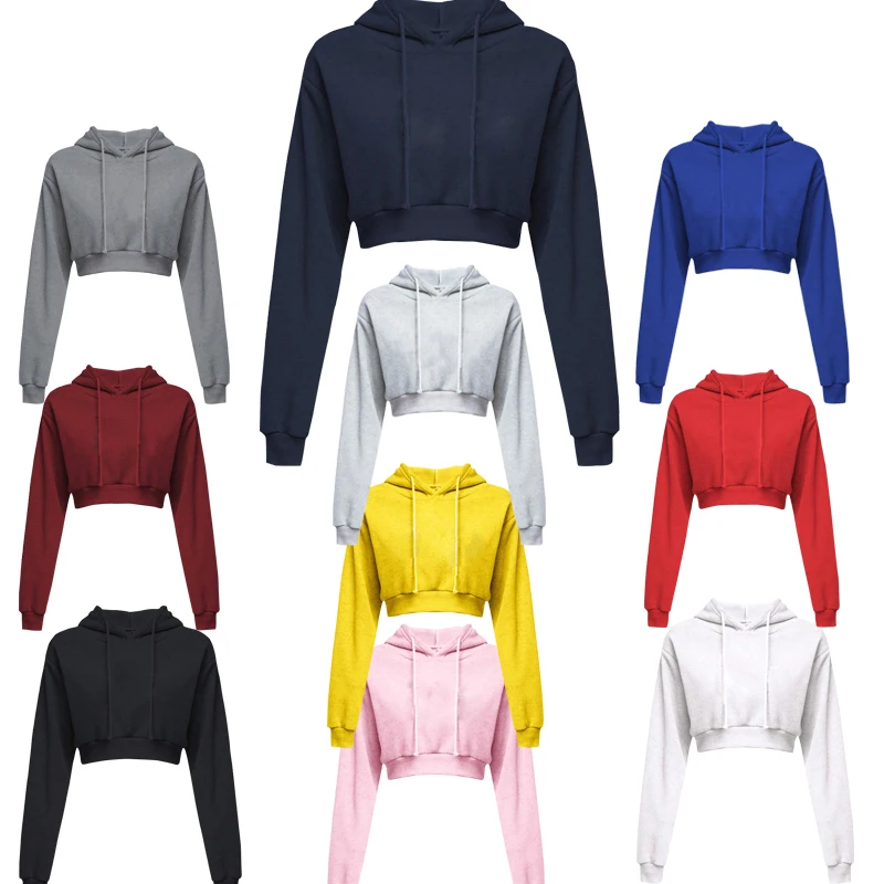 Mùa Thu Nữ Hoodie Quá Khổ Nữ Áo Khoác Thời Trang Chắc Chắn Femme Crop Tay Dài Cao Cấp Bé Gái Cao Cấp