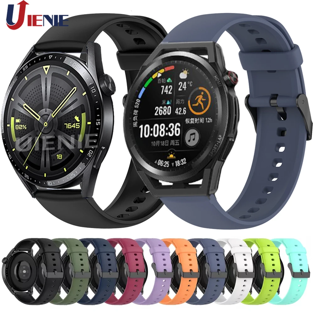 22 مللي متر سيليكون حزام (استيك) ساعة لهواوي ساعة GT 3 2 46 مللي متر/gt عداء gt3 حزام حزام الساعات سوار معصمه ل gt2 46 مللي متر correa