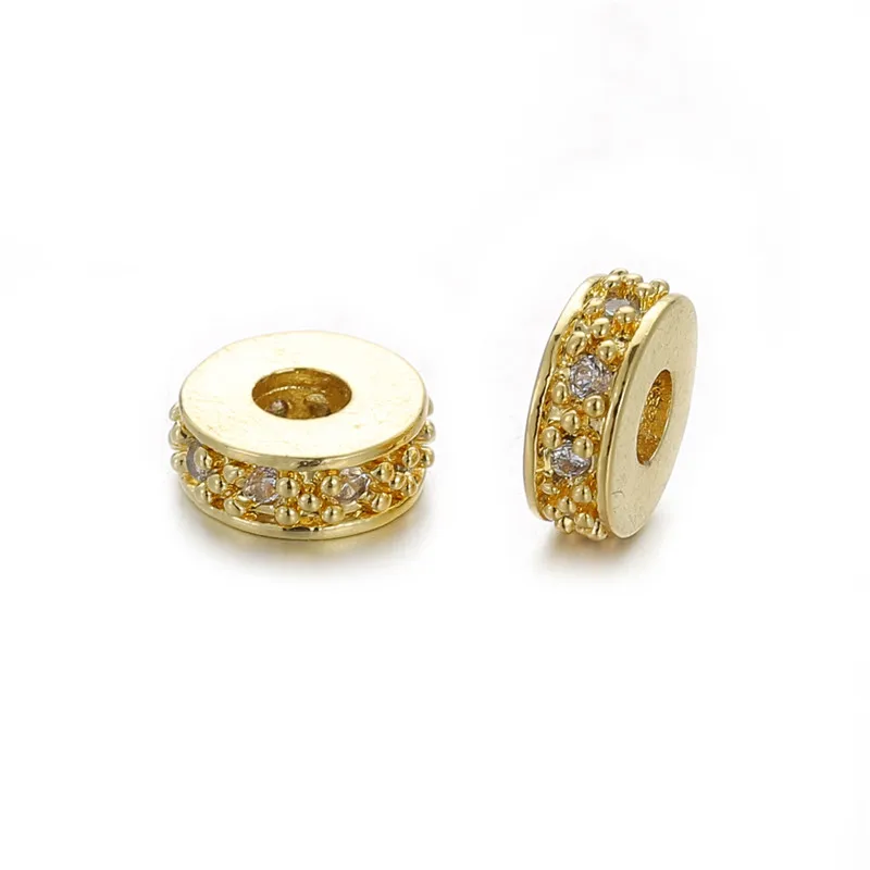 3pcs/lot CZ Basic Spacer Charms Beads DIY Metal Bead Brass Micro Pave CZ Zircon Charm Beads for Men Jewelry Bracelet Making