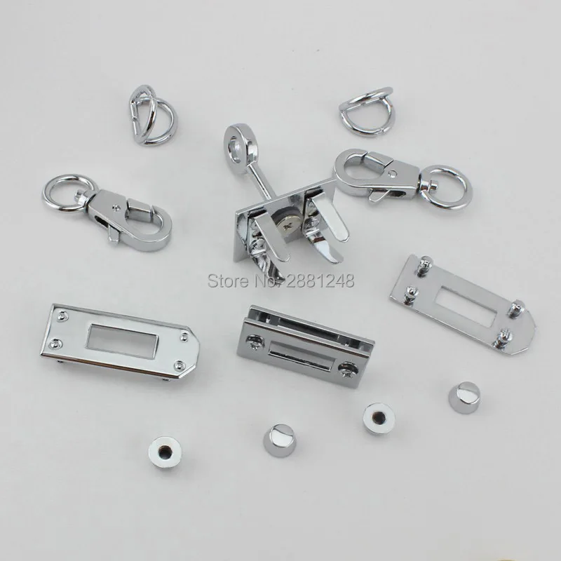 New Small rectangle eyelets lock hanger for bags hardware wholesale fashion a set of locks fittings woman bag handbags purse