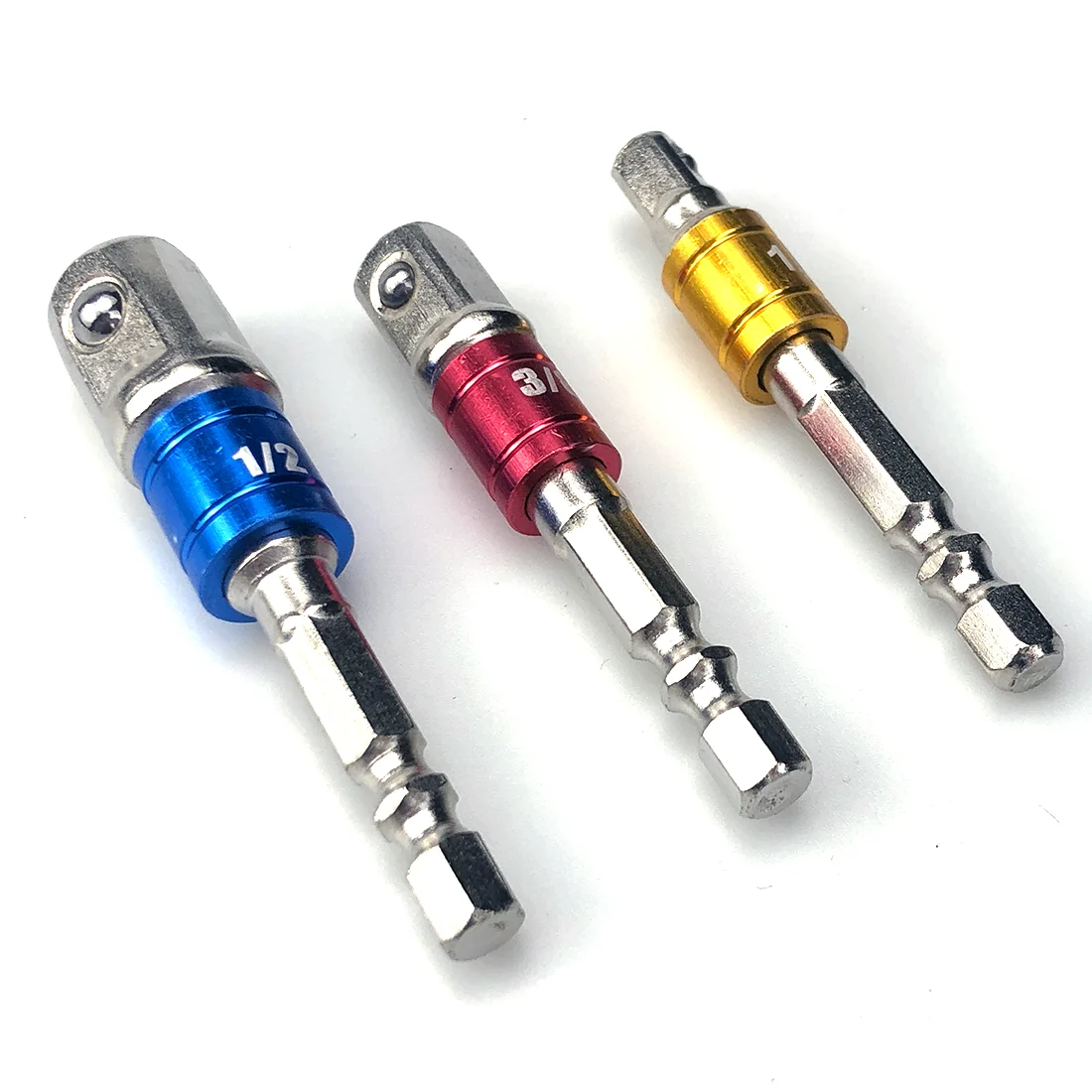 3Pcs Power Hand Tool Socket Adapter Set Hex Nut Driver Impact Socket Extended Drill Bit Socket Wrench Adapter Set Electroplate