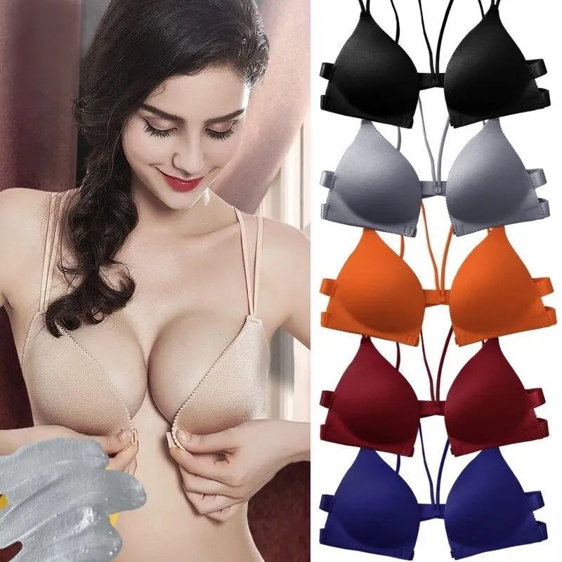 

Sexy Bra Front buckle Closure Wire Free Women Bra Padded Lingerie Bralette Gather Push Up Seamless Soft Bra Underwear Bras