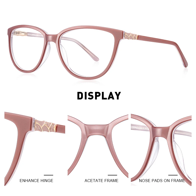 MERRYS DESIGN Women Acetate Cat Eye Glasses Frames Fashion Eyewear Retro Ladies Optica Prescription Glasses Frames S2620