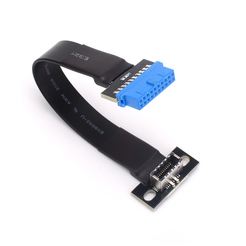 Foldable Axial Elbow USB 20Pin type-E Socket to Internal USB 3.0 19Pin connector Aerial FPV Flat Flexible Ribbon Cable 5G/bps