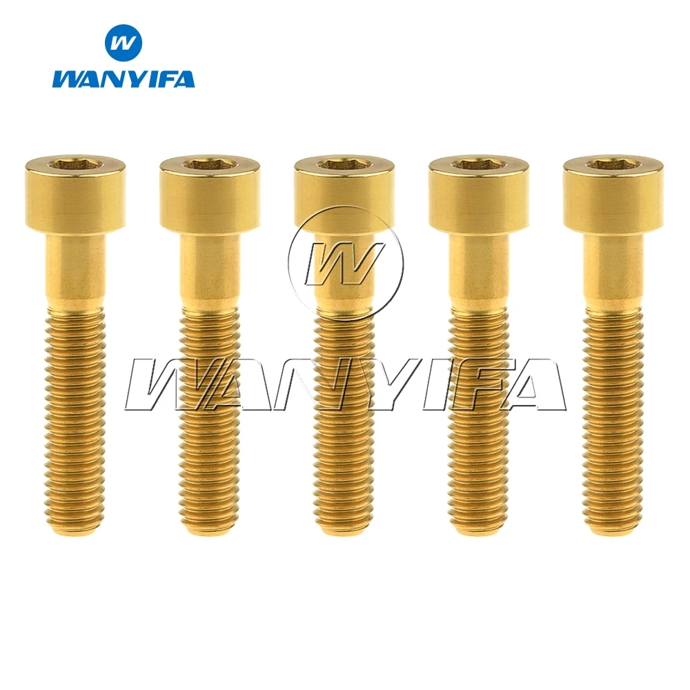 Wanyifa 5Pcs M8X40mm Titanium  Ti GR5 Standard DIN912 Bolts Screws Allen Bolt Cylinder Head Hex Socket Head Cap Screw