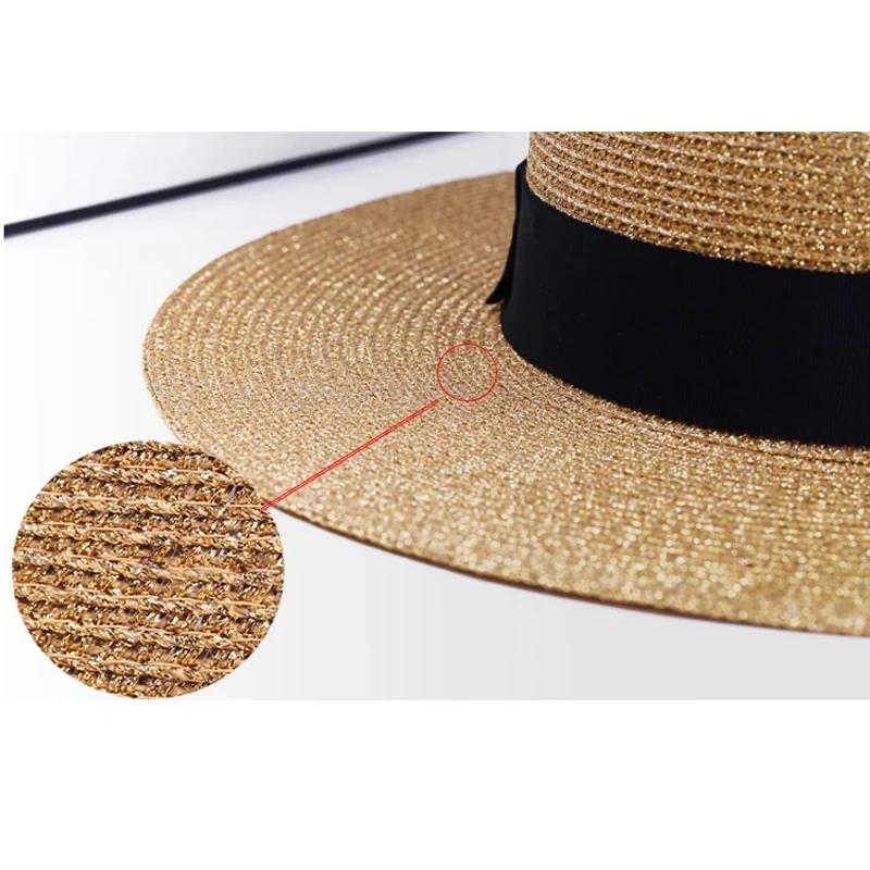 Sun Hats Small Bee Straw Hat European and American Retro Gold Braided Hat Female Loose Sunscreen Sunshade Flat Cap Visors Hats