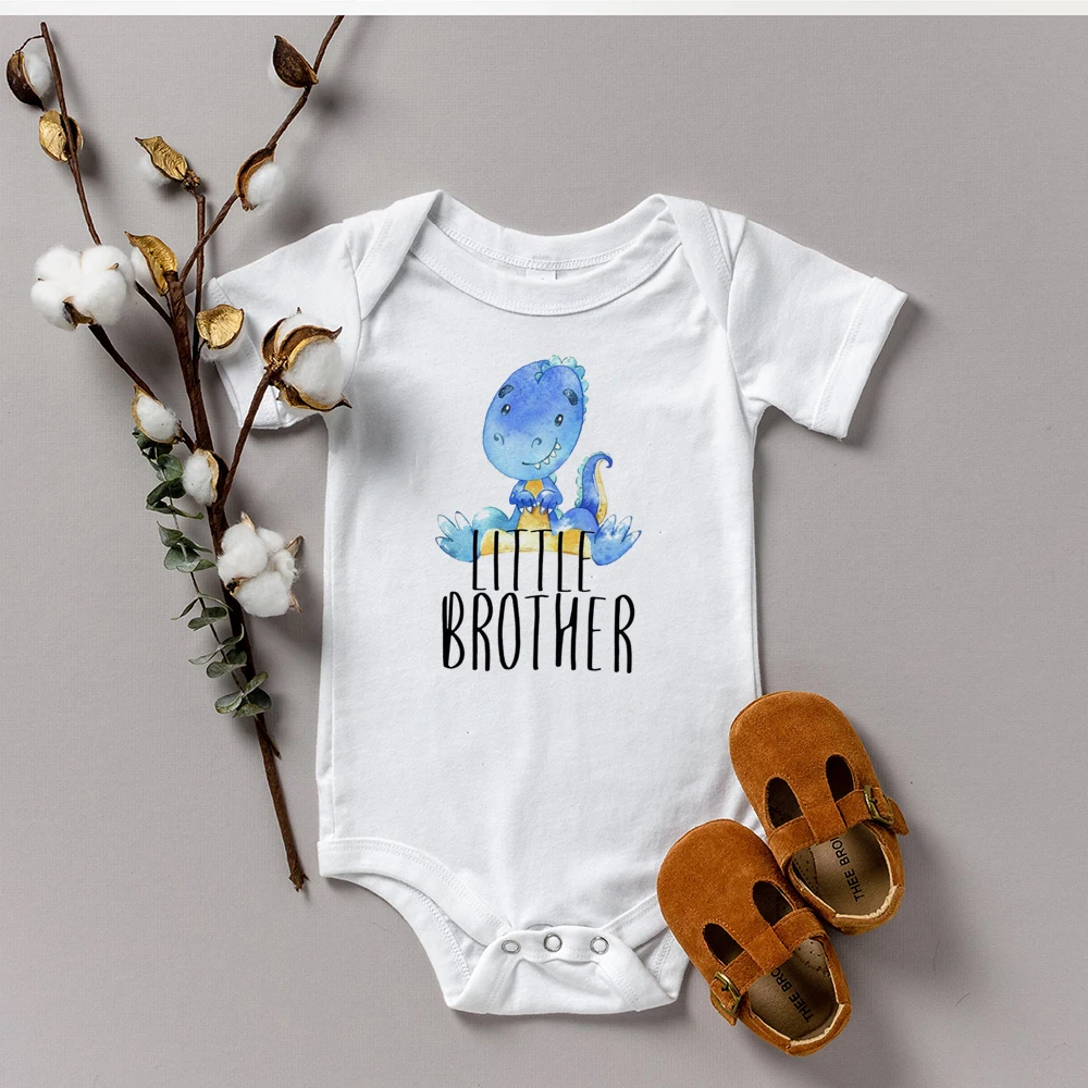 

Dinosaur Little Brother Baby Bodysuit Cute Newborn Baby Rompers Summer Short Sleeve Bodysuits Baby Boy Onesie Clothes