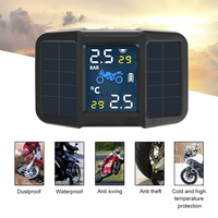 Motor Tire Pressure Tyre Temperature Monitoring Alarm System USB Solar Charging Motorcycle TPMS With 2 External Sensors