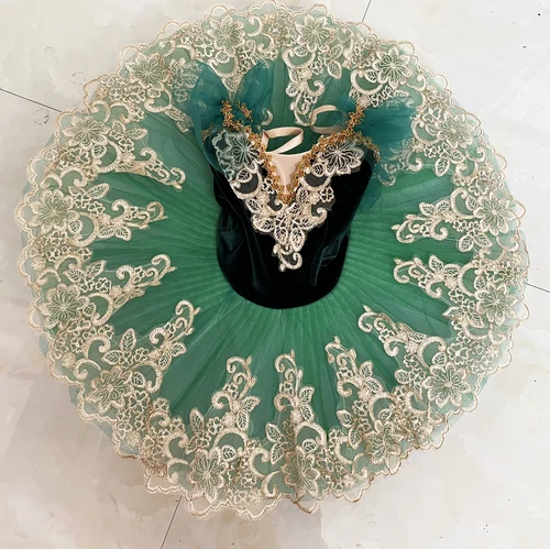 Tutús profesionales de Ballet para niños, tutú verde para niños y adultos, panqueque del lago de los cisnes, trajes de bailarina para mujeres y niñas, tutú de baile de Ballet
