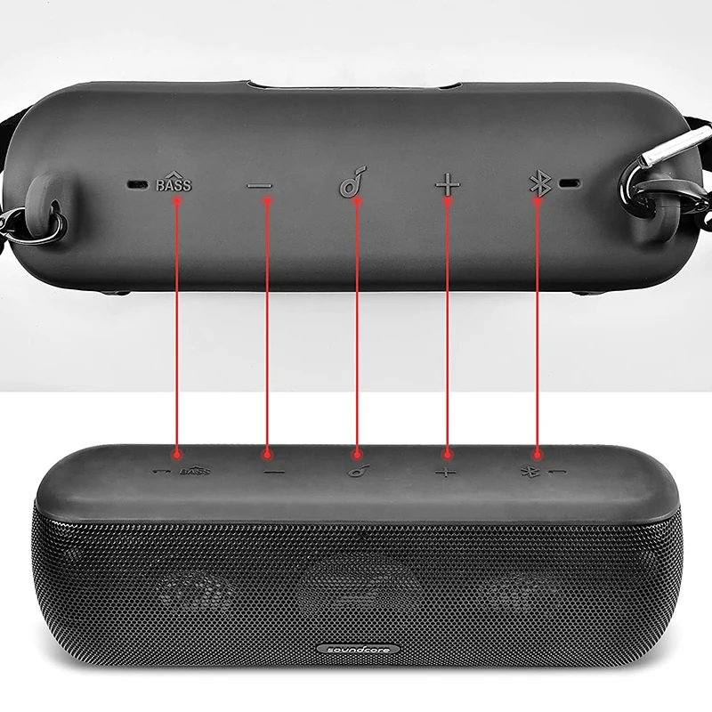 Silikonhülle Mit Griff Und Karabiner Für Soundcore 2 Lautsprecher – Schwarz, Passgenau