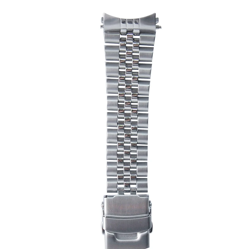 22mm Oyster Solid Stainless Steel Strap For Scuba SKX007 SKX009 Double Safe Lock Buckle