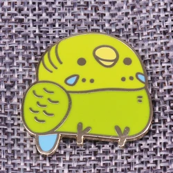 Cute fat Bird Pudgy Budgie Enamel Pin Badge Brooch