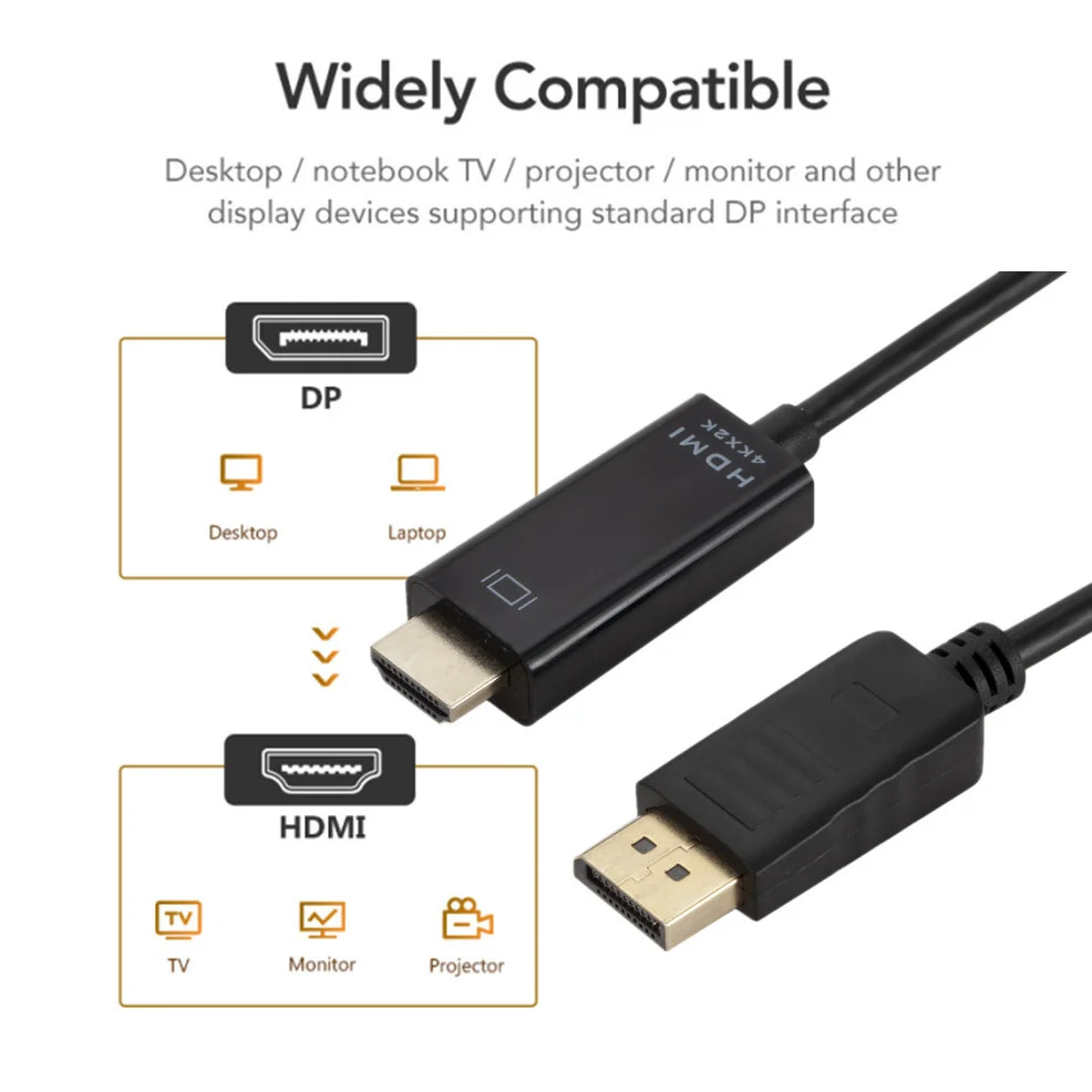 LccKaa 4K DP do HDMI-kompatybilny 1080P DisplayPort do HDMI-kompatybilny kabel do komputera projektor telewizyjny Monitor telewizyjny projektor