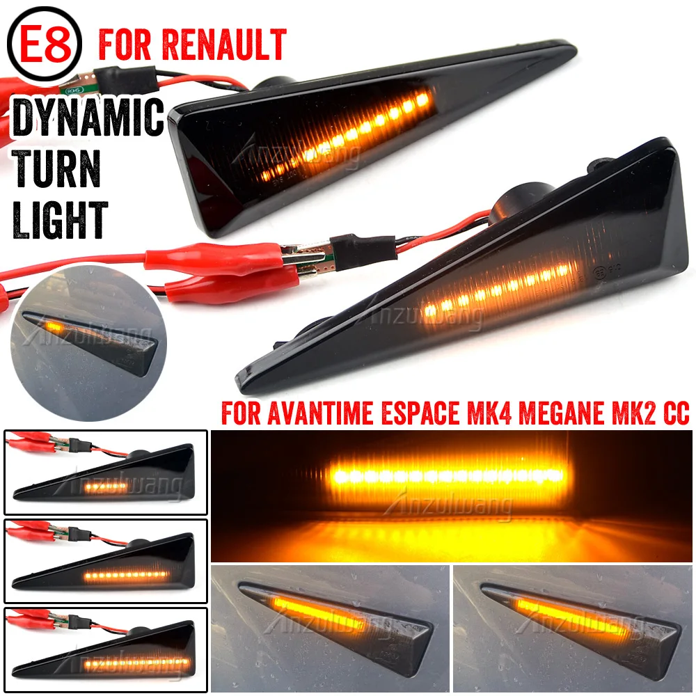 2 Pcs For Renault Megane II Estate Saloon Scenic II Espace IV Wind Avantime Vel Satis Led Dynamic Side Marker Turn Signal Lights