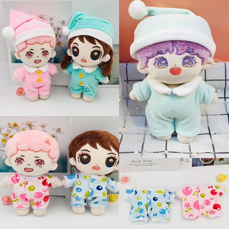 20CM Baby Clothes Mini Plush Doll Clothes Pajamas Sleeping Clothes Suit For Korea Kpop EXO Fans Collection Children Doll