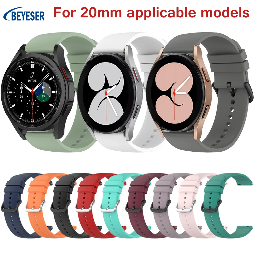 

20MM Universal Smartwatch Bracelet for Samsung Galaxy Watch4 Classic 40 44mm 42 46mm Silicone Breathable Replacement Wristband