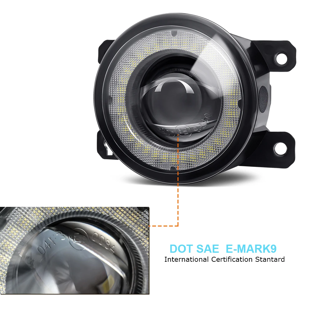 2 Pieces Car Fog Light Assembly LED Lens Angel Eye DRL Daytime Running Lamp 30W 8000LM 12V For Jeep Renegade Cherokee Compass