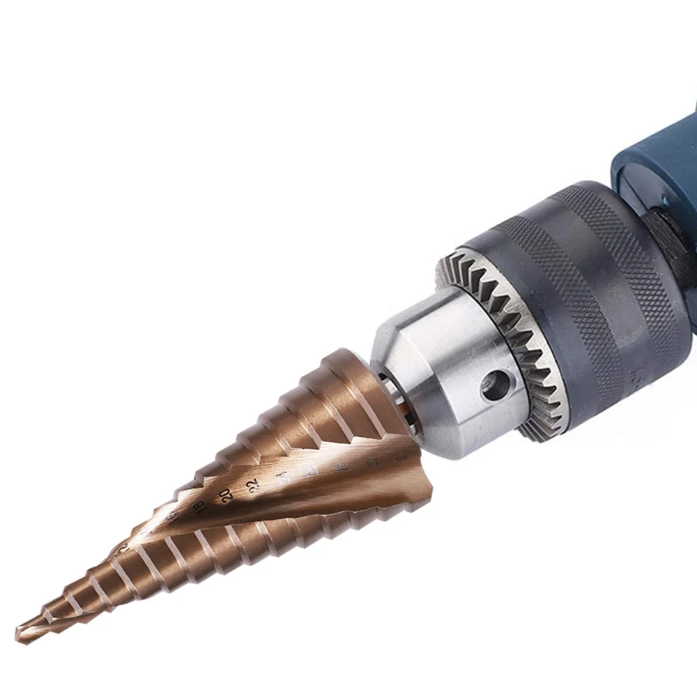 M35 Cobalt Step Drill 4-12/4-20/4-32mm High Speed Steel Drill Bits Spiral Groove hex Shank Stainless Steel Hole Metal Drilling