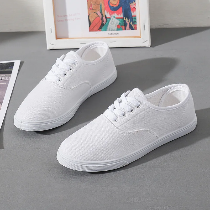 2022 Women Shoes Sneakers Canvas Flat Flowers Ladies Lace-up Casual Breathable Walking Vulcanize New Style Flat Zapatillas Mujer