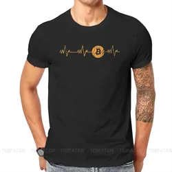 Bitcoin Cryptocurrency Meme Crypto Heartbeat Tshirt Harajuku Men Graphic Teenager Clothing Tops Large Cotton Crewneck T Shirt