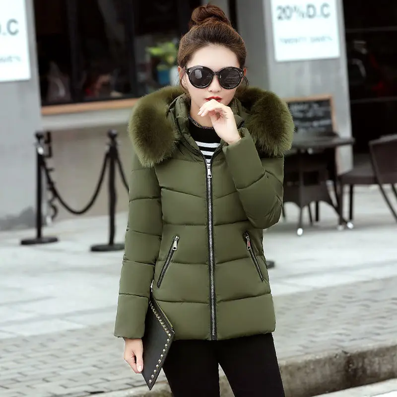 2023 New Winter Jacket Women Parkas Coat Fur Collar Hooded Parka Female Jackets Thick Warm Cotton Padded Jacket Outerwear P995